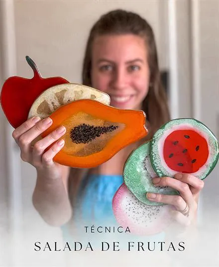 Técnica salada de frutas em resina